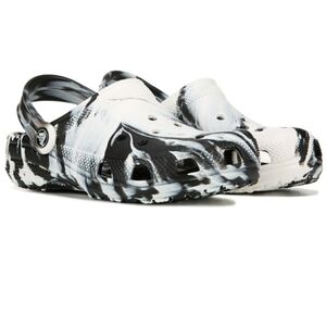 CROCS Women's Marble Shoes Sz.9M Black & White, Very Light Wear To Sole